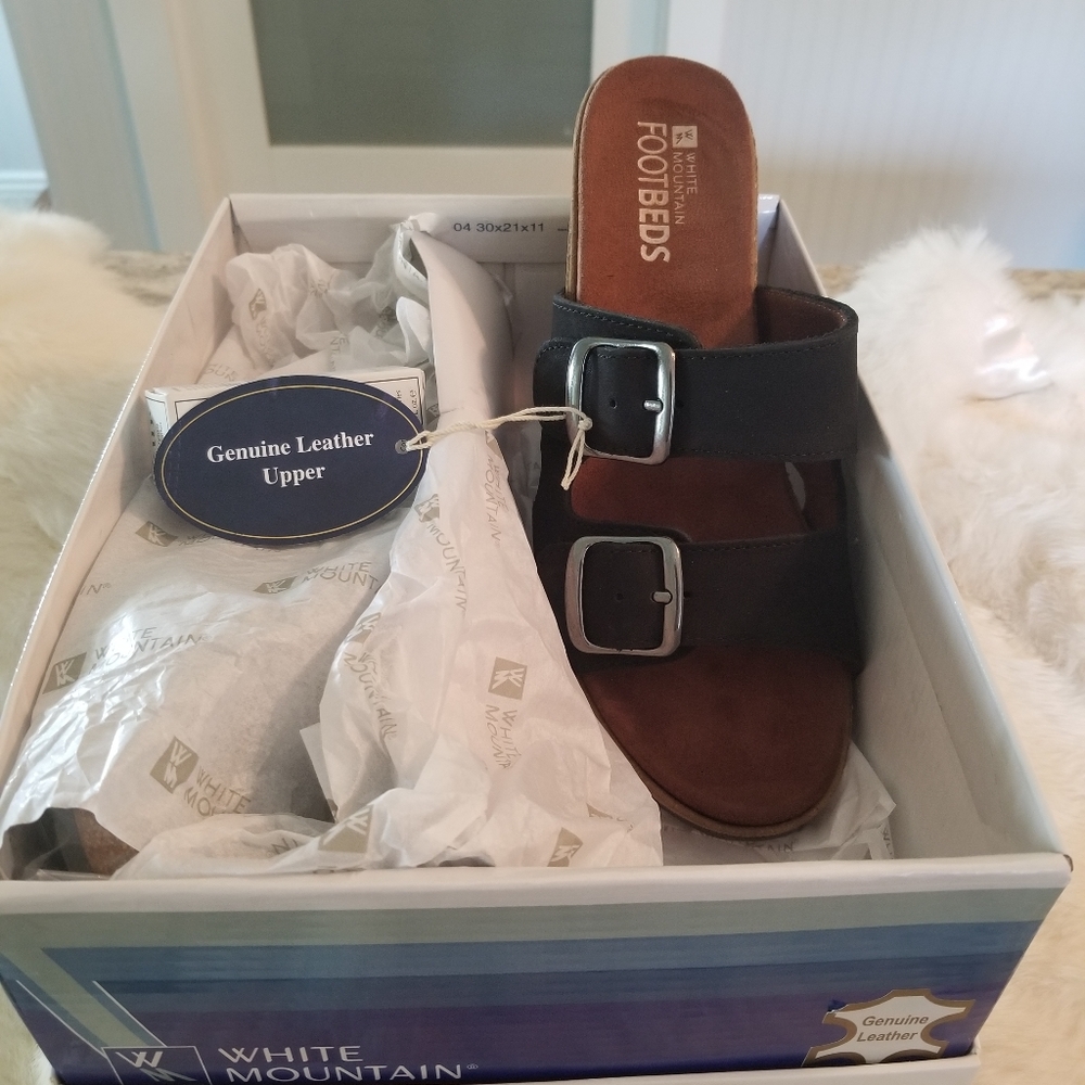 White Mountain Wedge Platform /Adjustable Sandals - image 2